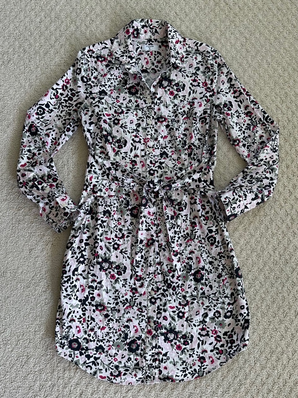UNTUCKit Simone Floral Long Sleeve Button Down Shirt Dress 6 Casual Office